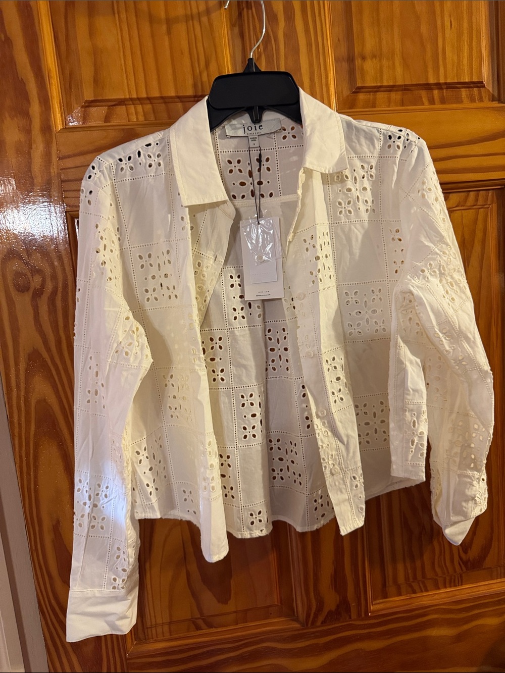 Joie Ivory Eyelet Button-Up Blouse